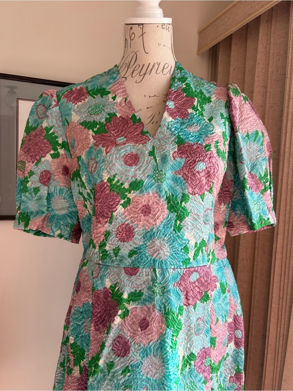 🌸 Christiane of Paris Haute Couture Floral Dress 🌸 - Picture 3 of 6